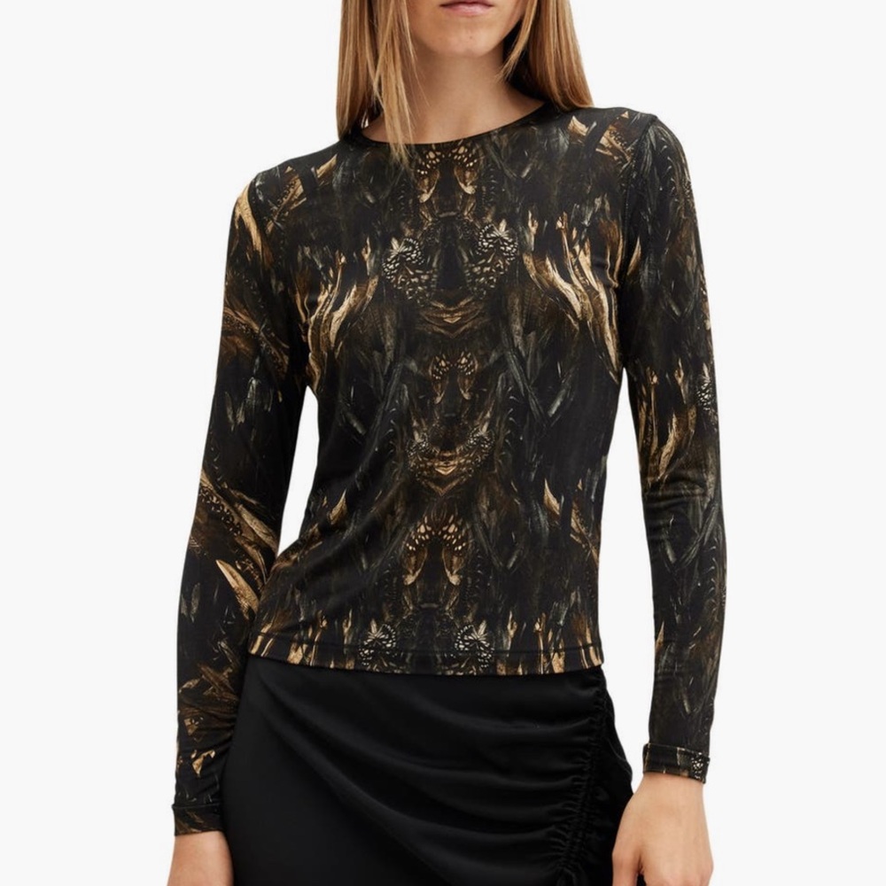 NWT - ALLSAINTS Katlyn Abstract Print Knit Top - Size 0.  MSRP $200